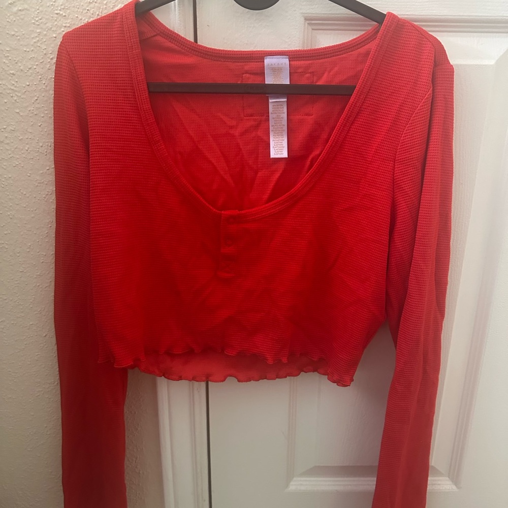 Savage X Fenty Scarlet Long Sleeve Crop Top